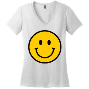 Smiling Face With Smiling Eyes Emoji Happy Face Women's V-Neck T-Shirt