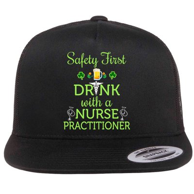Safety First With A Nurse Practitioner Nursing Pun Gift Flat Bill Trucker Hat