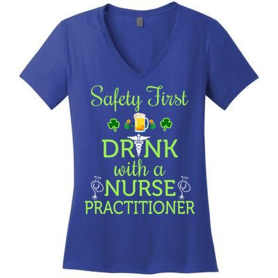 Safety First With A Nurse Practitioner Nursing Pun Gift Women's V-Neck T-Shirt