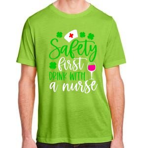 Safety First With A Nurse Shamrock St Patrick Day Cute Gift Adult ChromaSoft Performance T-Shirt