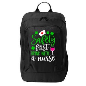 Safety First With A Nurse Shamrock St Patrick Day Cute Gift City Backpack