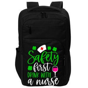 Safety First With A Nurse Shamrock St Patrick Day Cute Gift Impact Tech Backpack