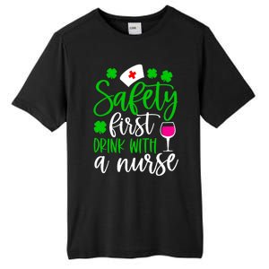 Safety First With A Nurse Shamrock St Patrick Day Cute Gift Tall Fusion ChromaSoft Performance T-Shirt