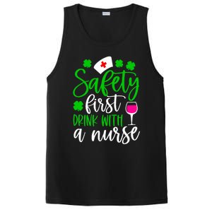 Safety First With A Nurse Shamrock St Patrick Day Cute Gift PosiCharge Competitor Tank