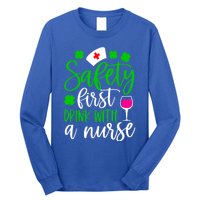 Safety First With A Nurse Shamrock St Patrick Day Cute Gift Long Sleeve Shirt