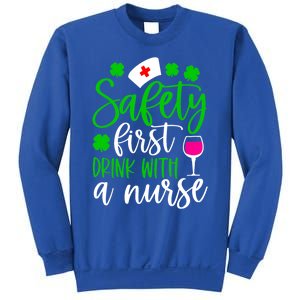 Safety First With A Nurse Shamrock St Patrick Day Cute Gift Sweatshirt