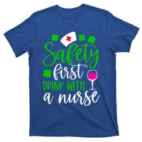 Safety First With A Nurse Shamrock St Patrick Day Cute Gift T-Shirt