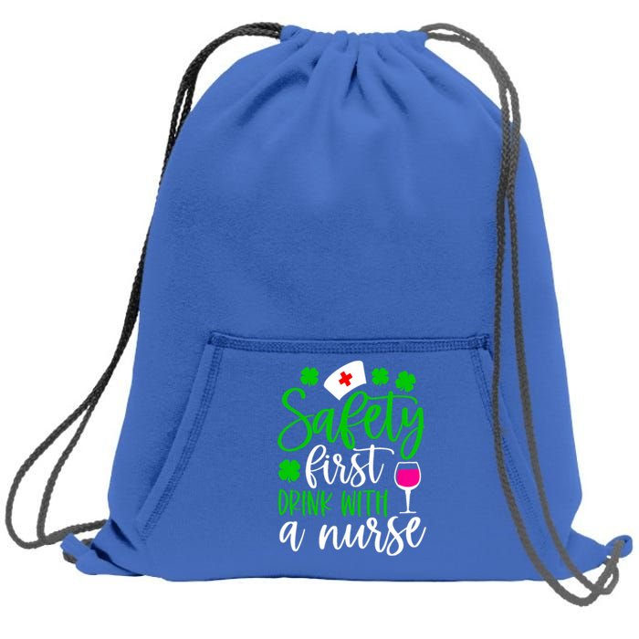 Safety First With A Nurse Shamrock St Patrick Day Cute Gift Sweatshirt Cinch Pack Bag