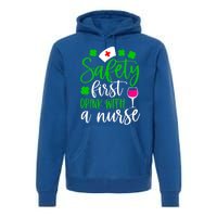 Safety First With A Nurse Shamrock St Patrick Day Cute Gift Premium Hoodie