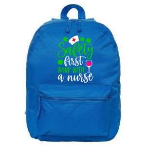 Safety First With A Nurse Shamrock St Patrick Day Cute Gift 16 in Basic Backpack