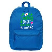 Safety First With A Nurse Shamrock St Patrick Day Cute Gift 16 in Basic Backpack