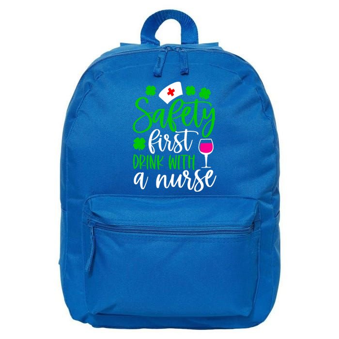 Safety First With A Nurse Shamrock St Patrick Day Cute Gift 16 in Basic Backpack