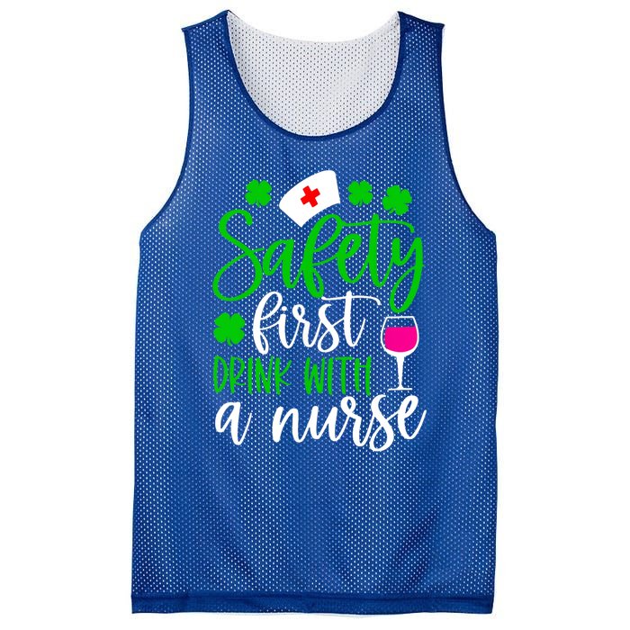 Safety First With A Nurse Shamrock St Patrick Day Cute Gift Mesh Reversible Basketball Jersey Tank