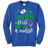 Safety First With A Nurse Shamrock St Patrick Day Cute Gift Tall Sweatshirt