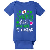 Safety First With A Nurse Shamrock St Patrick Day Cute Gift Baby Bodysuit