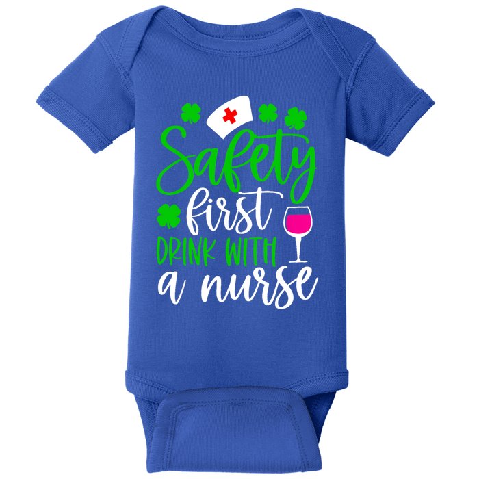 Safety First With A Nurse Shamrock St Patrick Day Cute Gift Baby Bodysuit