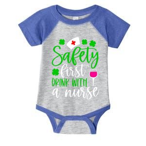 Safety First With A Nurse Shamrock St Patrick Day Cute Gift Infant Baby Jersey Bodysuit