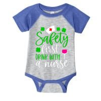 Safety First With A Nurse Shamrock St Patrick Day Cute Gift Infant Baby Jersey Bodysuit