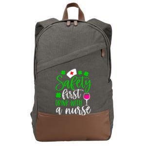 Safety First With A Nurse Shamrock St Patrick Day Cute Gift Cotton Canvas Backpack