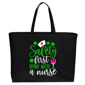 Safety First With A Nurse Shamrock St Patrick Day Cute Gift Cotton Canvas Jumbo Tote