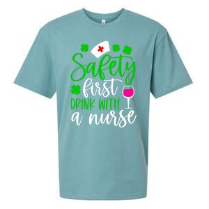 Safety First With A Nurse Shamrock St Patrick Day Cute Gift Sueded Cloud Jersey T-Shirt