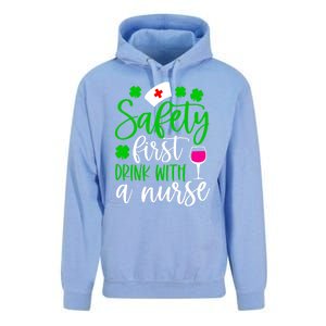 Safety First With A Nurse Shamrock St Patrick Day Cute Gift Unisex Surf Hoodie