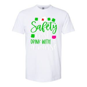 Safety First With A Nurse Shamrock St Patrick Day Cute Gift Softstyle CVC T-Shirt