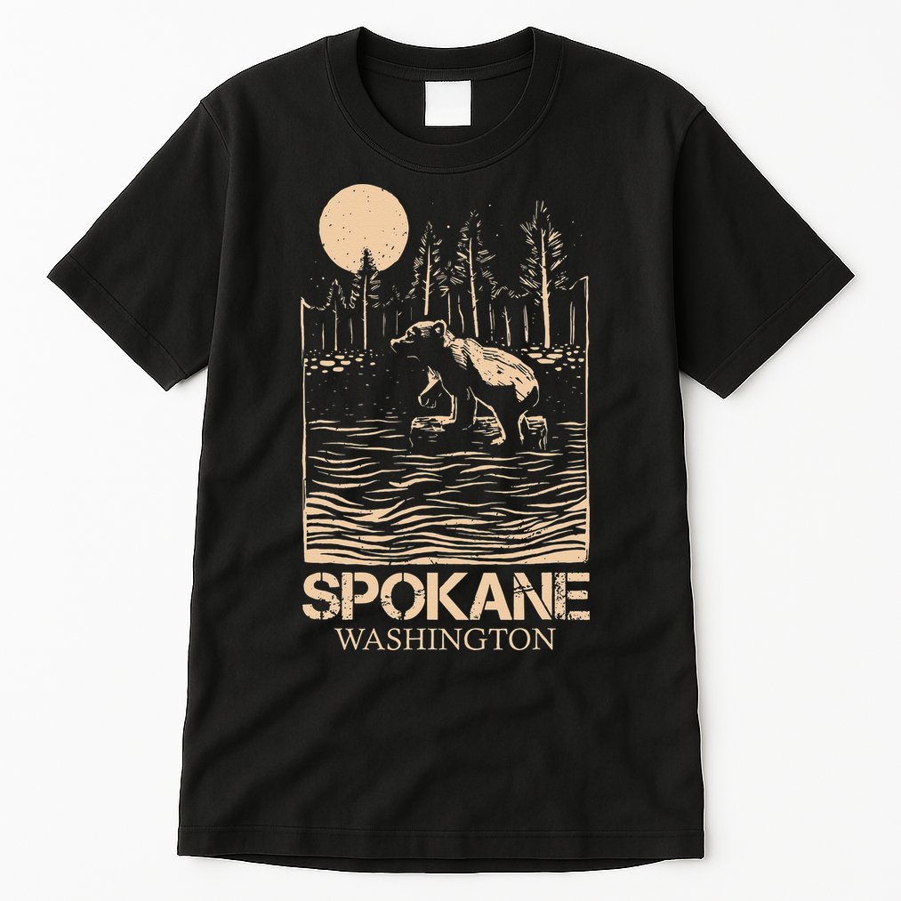 Spokane Falls Washington Waterfall River Tall T-Shirt