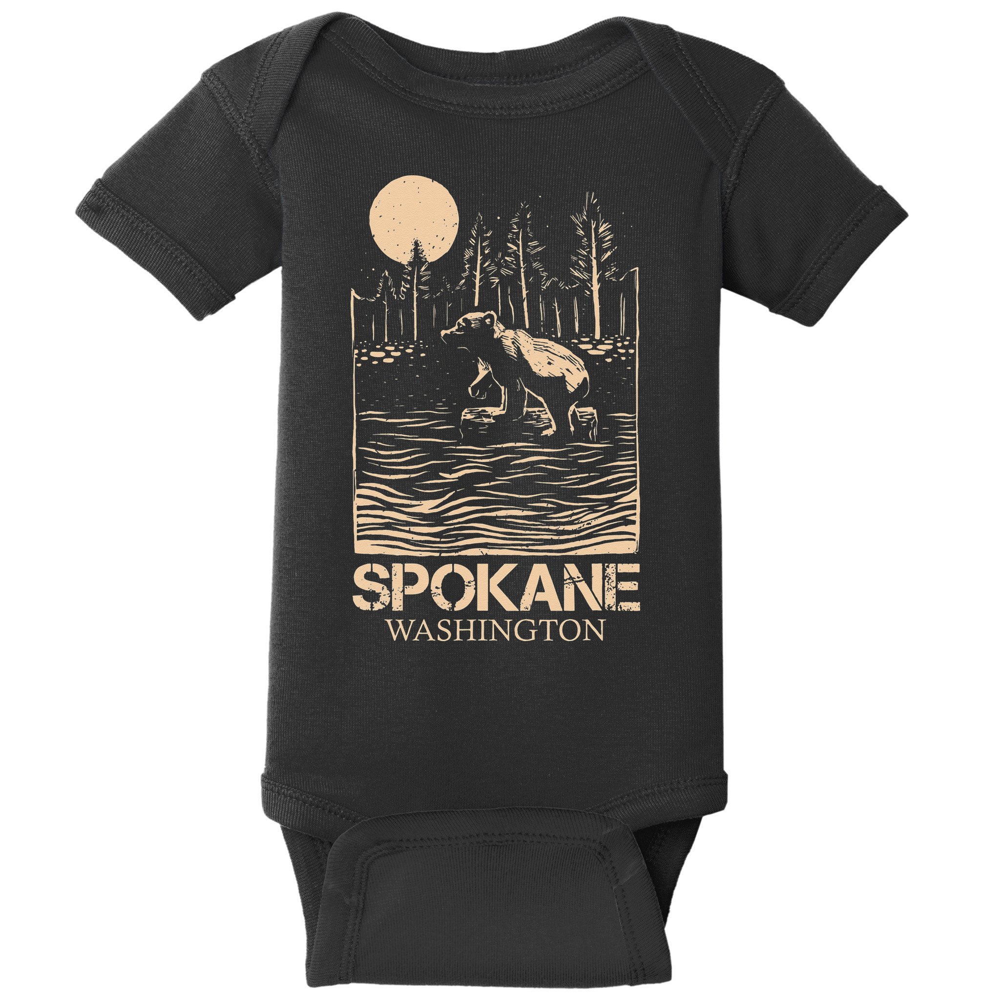 Spokane Falls Washington Waterfall River Baby Bodysuit