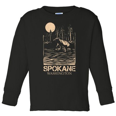 Spokane Falls Washington Waterfall River Toddler Long Sleeve Shirt