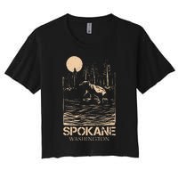 Spokane Falls Washington Waterfall River Women's Crop Top Tee