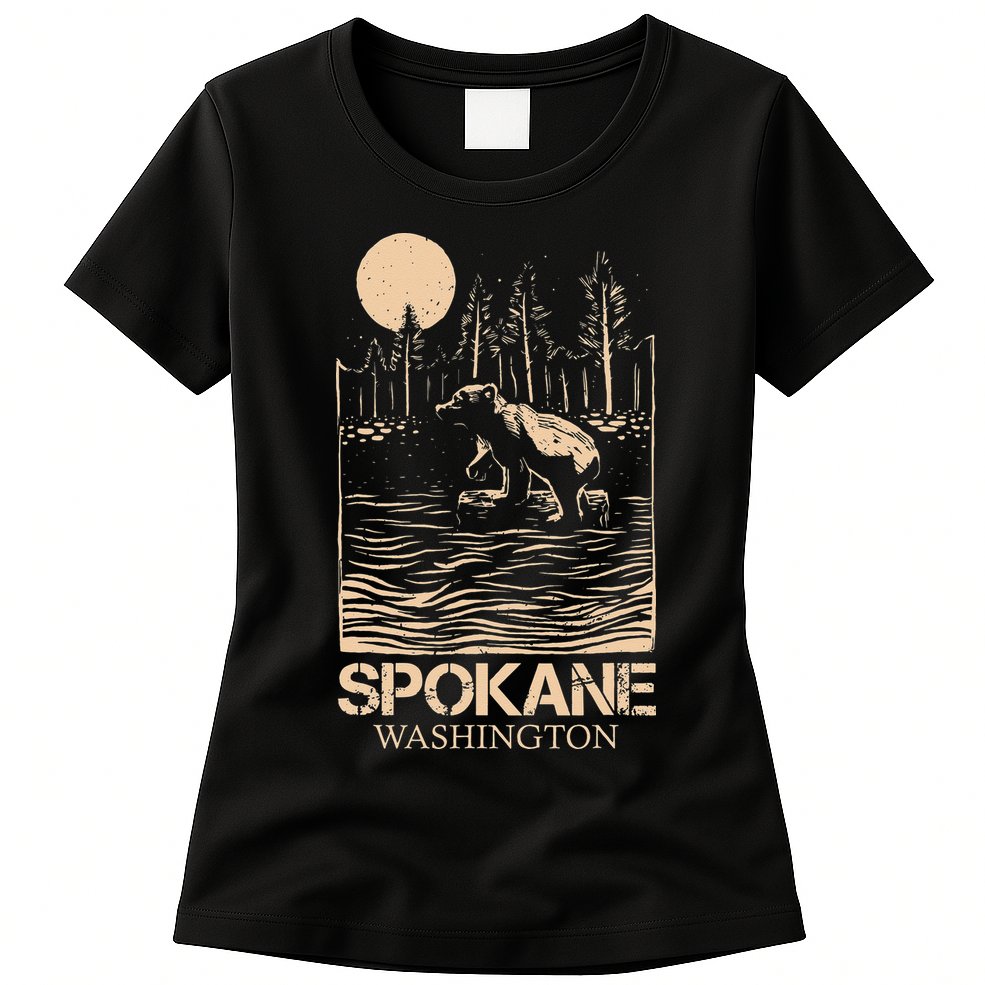 Spokane Falls Washington Waterfall River Womens T-Shirt