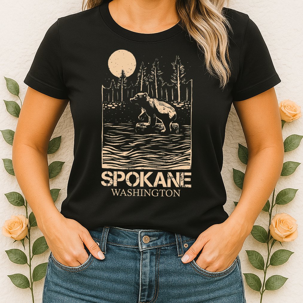 Spokane Falls Washington Waterfall River Womens T-Shirt