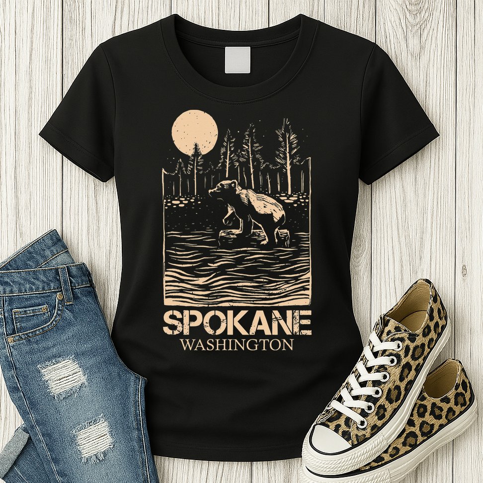 Spokane Falls Washington Waterfall River Womens T-Shirt