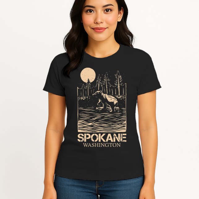 Spokane Falls Washington Waterfall River Womens T-Shirt