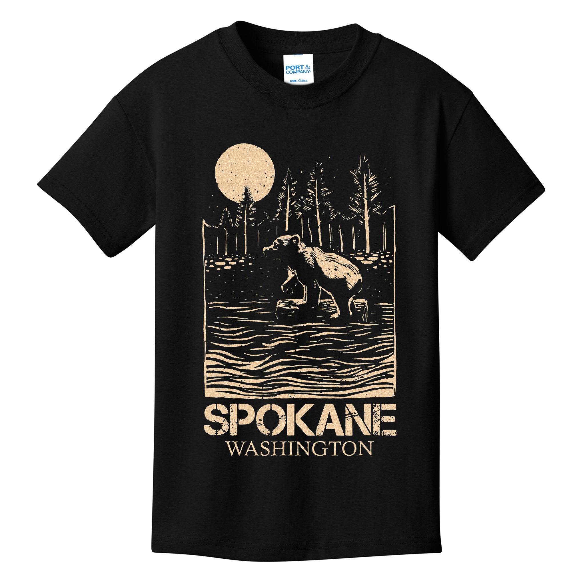 Spokane Falls Washington Waterfall River Kids T-Shirt