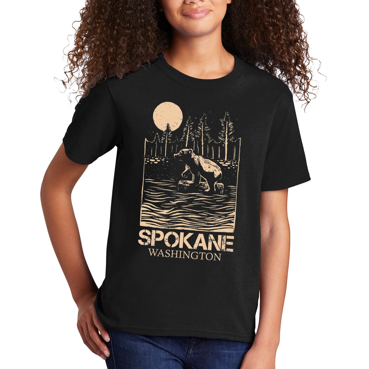Spokane Falls Washington Waterfall River Kids T-Shirt