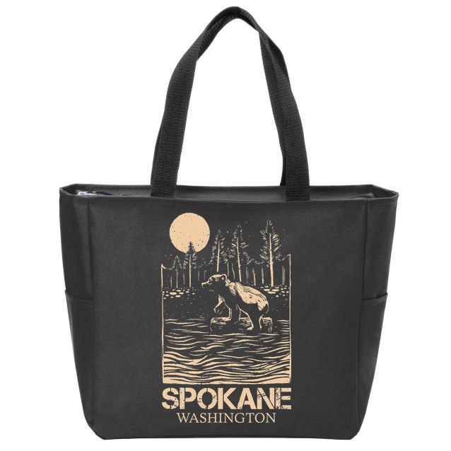 Spokane Falls Washington Waterfall River Zip Tote Bag