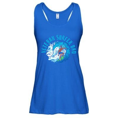 Surfer Father Waves Surfboard Surfrider Surfing Dad Gift Ladies Essential Flowy Tank