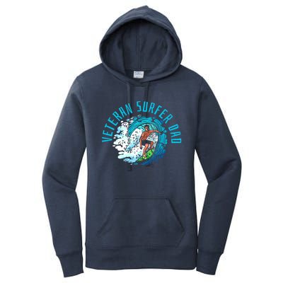 Surfer Father Waves Surfboard Surfrider Surfing Dad Gift Women's Pullover Hoodie