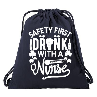 Safety First With A Nurse Gift St Patrick Day Gift Drawstring Bag