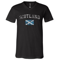 Scotland For Women Faded Scottish Flag V-Neck T-Shirt