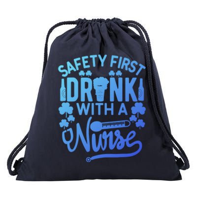 Safety First With A Nurse Gift St Patrick Day Gift Drawstring Bag