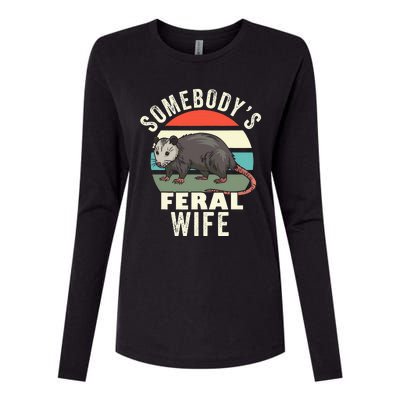 SomebodyS Feral Wife Funny Matching Family Retro Feral Cat Womens Cotton Relaxed Long Sleeve T-Shirt