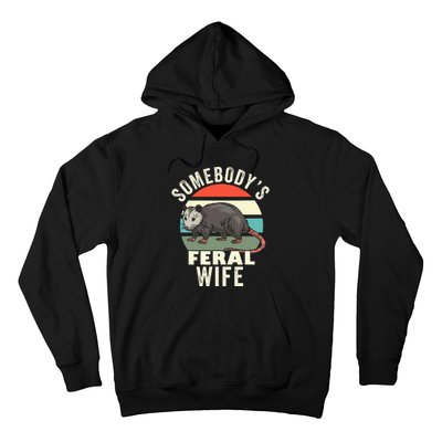 SomebodyS Feral Wife Funny Matching Family Retro Feral Cat Hoodie