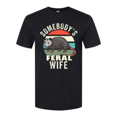 SomebodyS Feral Wife Funny Matching Family Retro Feral Cat Softstyle® CVC T-Shirt