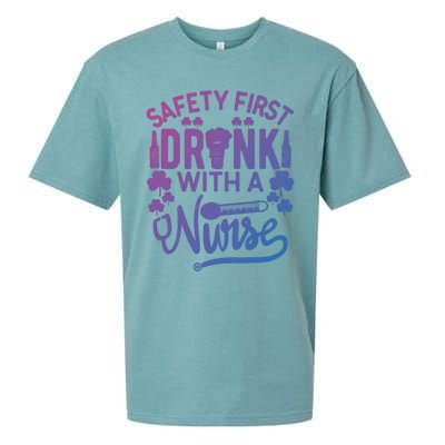 Safety First With A Nurse Gift St Patrick Day Gift Sueded Cloud Jersey T-Shirt