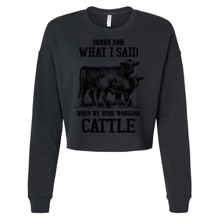Sorry For What I Said When We Were Working Cattle Farmer Farm Cows Cropped Pullover Crew