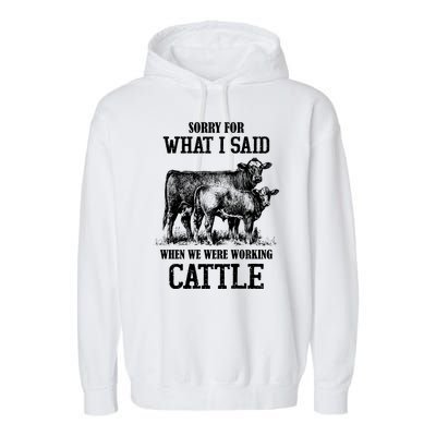 Sorry For What I Said When We Were Working Cattle Farmer Farm Cows Garment-Dyed Fleece Hoodie