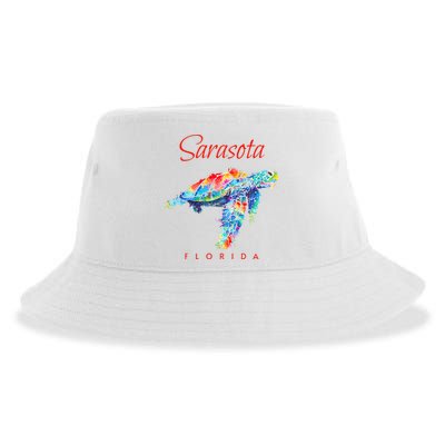 Sarasota Florida Watercolor Sea Turtle Sustainable Bucket Hat
